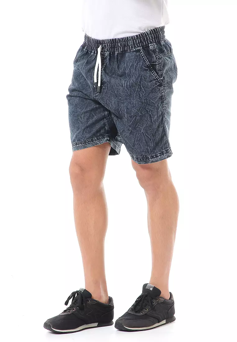 Grissham Celana Jeans Pendek Pria Short Pants Casual Material Denim ORIGINAL - Black Washed