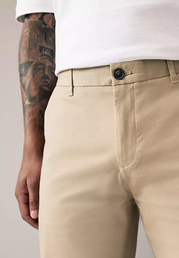 Stretch Chinos Trousers Straight Fit