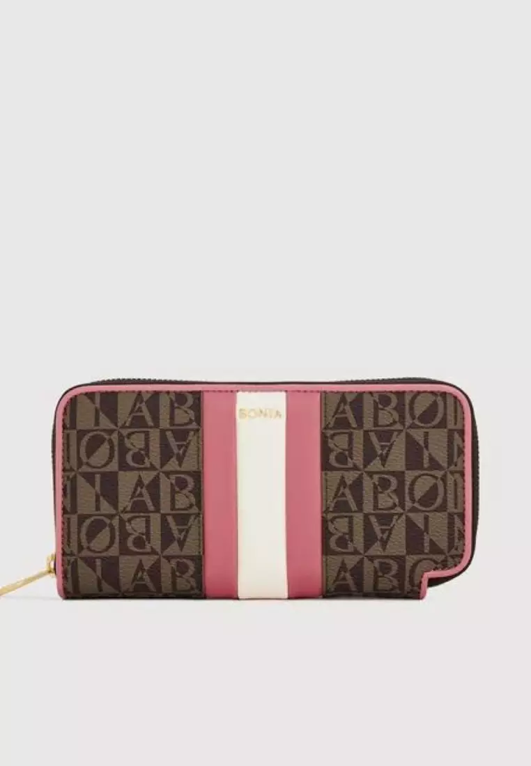 Eugenia Monogram Zipper Long Wallet Blush Pink