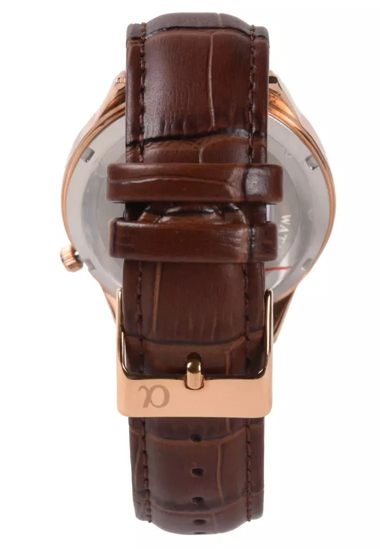 Alfa - Jam Tangan Pria - Rosegold - Brown Leather Strap - 99022M