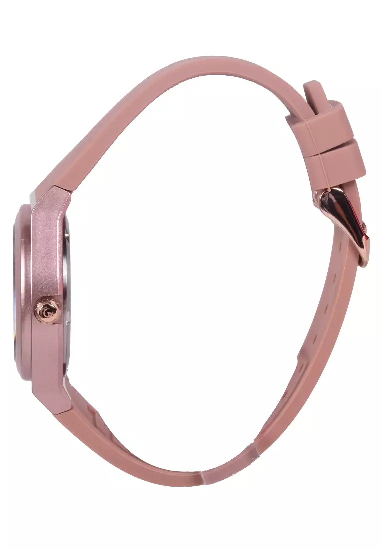 Alexandre Christie - Jam Tangan Analog Wanita - Rosegold - Peach Rubber Strap - 2A07 LHRRGLK