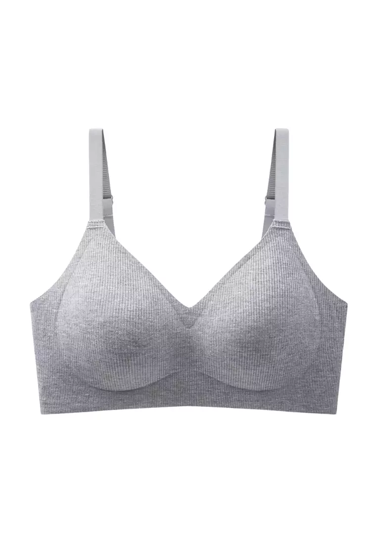 Premium Taylor Seamless Wireless Padded Support Bra in Grey