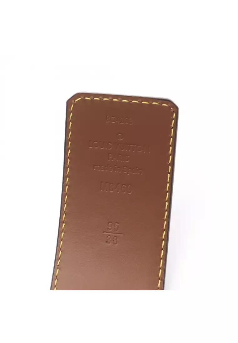 Pre-Loved Louis Vuitton LV Dynasty 40MM reversible belt leather black Brown gold hardware