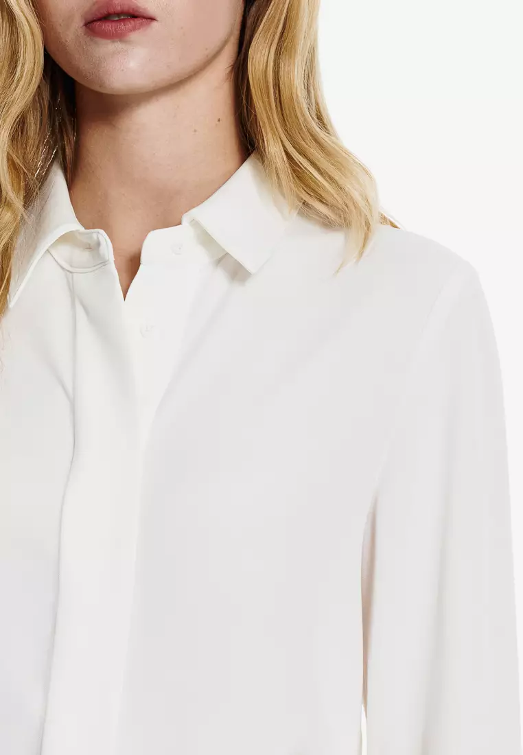 Ivory Wide Placket Long Sleeve Top