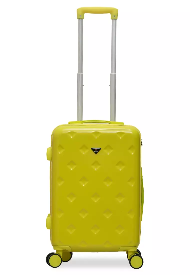 Carlton Koper Size 20inch Diamond Zipper 3 Number Combination Suitcase Unisex Material Fiber ORIGINAL - Yellow