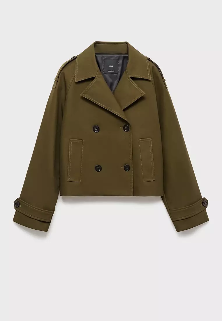 Oversized Short Double-Button Trench Coat