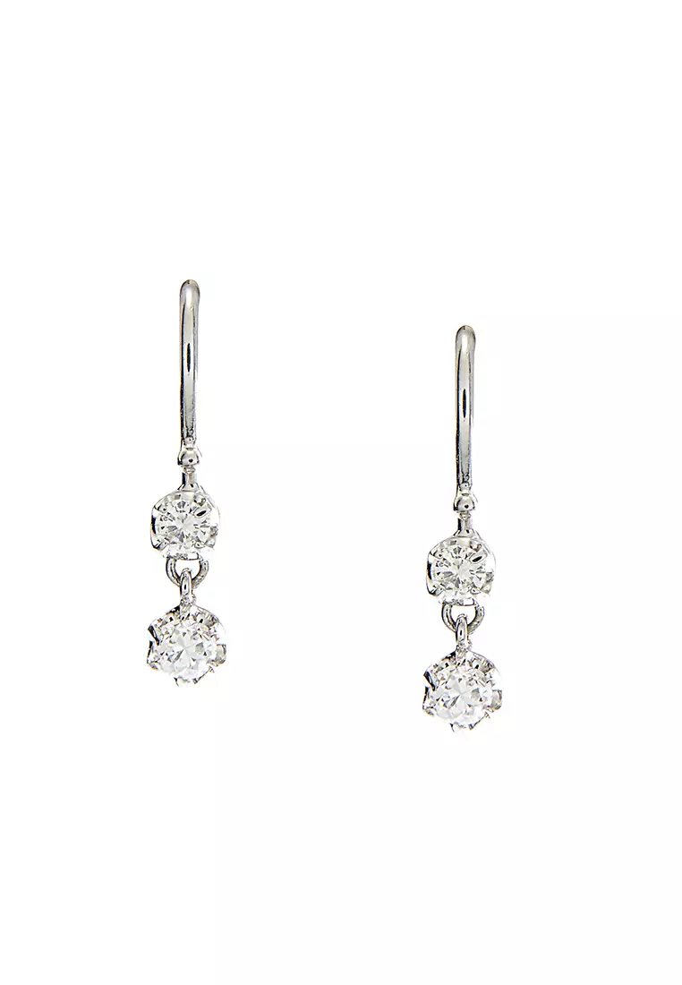 White gold long earrings clearance
