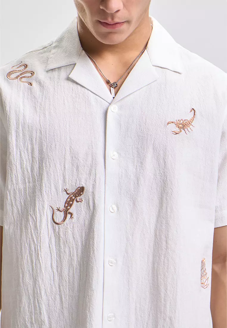 Relaxed Shirt with All-Over Embroidery