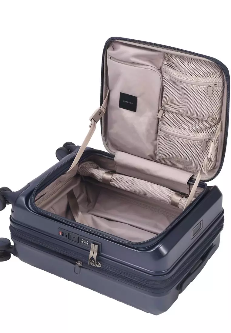 CROSSING INVI 20" Carry On Expandable Luggage With Front & Middle Access V3 - Dark Blue