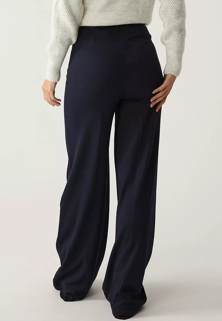 Jersey Wide Leg Trousers With Stretch