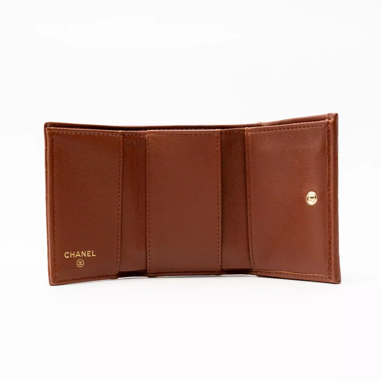 Small Classic Lambskin Flap Tri-Fold Wallet Caramel Ghw