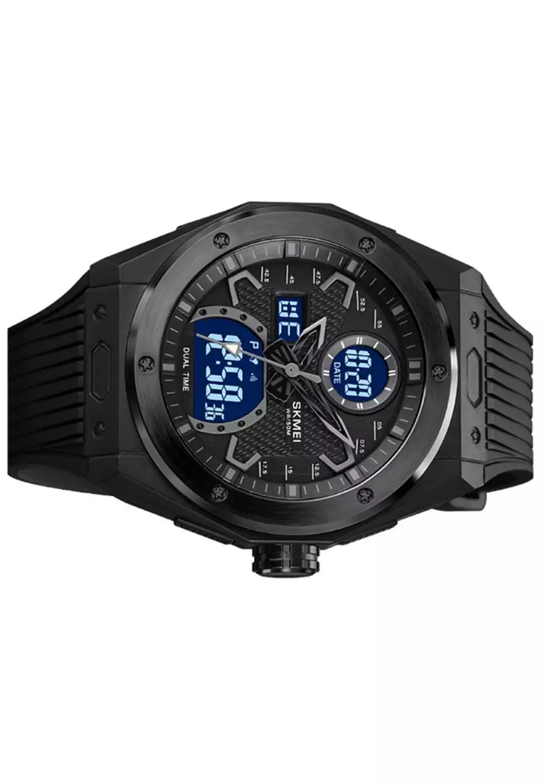 Jam Tangan Analog Digital Pria Waterproof Many Function Strap Tali Material PU Silicone IR41 ORIGINAL