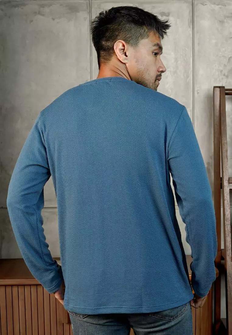 MATSUDA Kaos Lengan Panjang 20S Texture Popcorn Katun Nagato