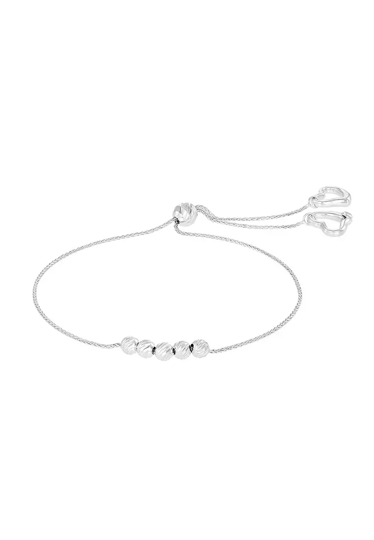 HABIB White Heart Beads Bolo Bracelet, 925 Silver