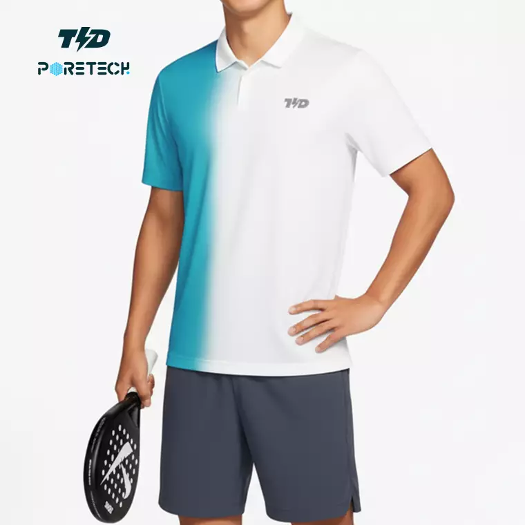 TDACTIVE Jersey Padel Pria Berkerah "turquoise gradation" PoreTech MSB30