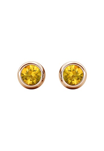 Her Jewellery yellow Birth Stone Moon Earring November Citrine RG - Anting Crystal Swarovski by Her Jewellery 16004AC99DF713GS_1