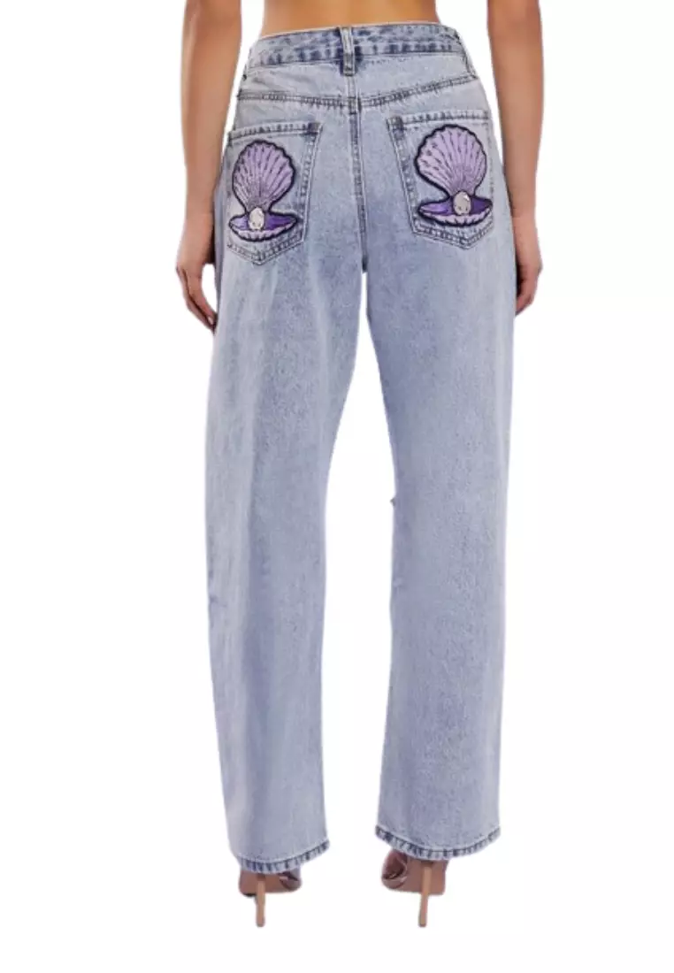 Buy FOREVER 21 Clamshell & Pearl 90sFit Jeans 2024 Online ZALORA