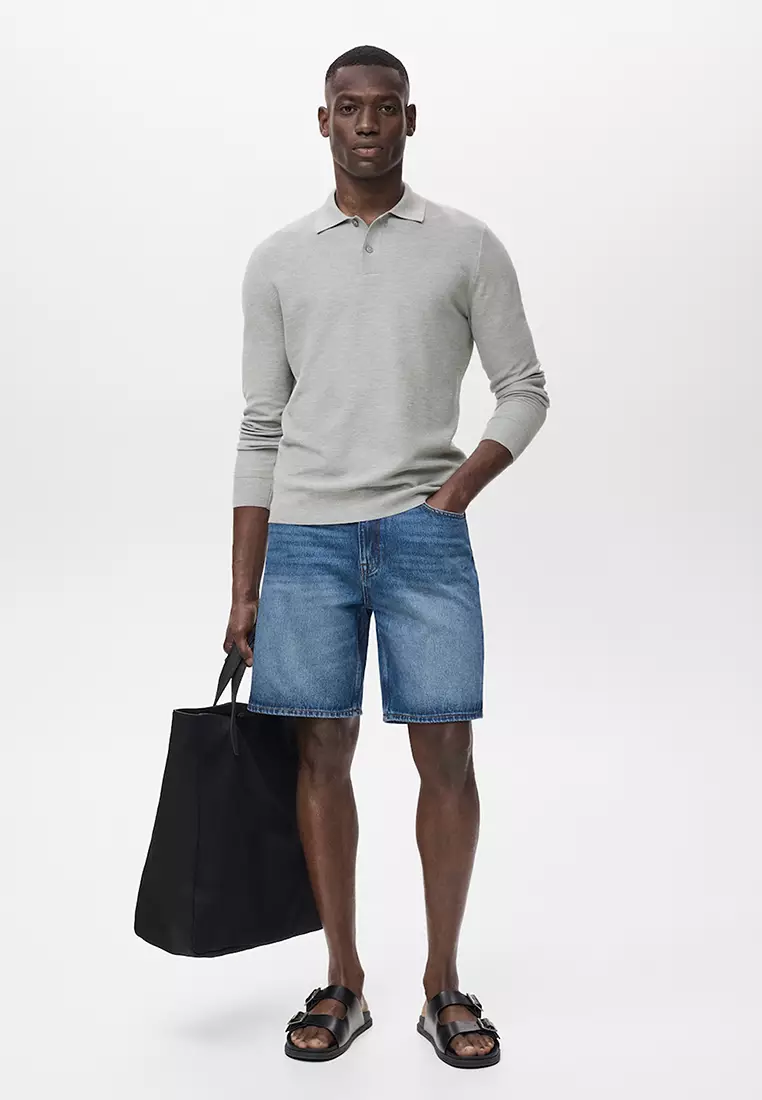 Micro-Structured Cotton Polo Shirt