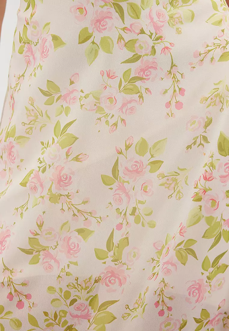 Floral Print Slit Maxi Dress