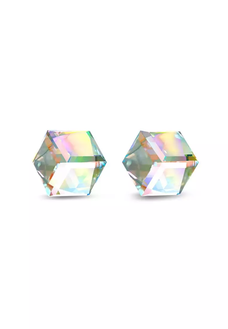 Clasic Cube Earring AB Rainbow - Anting Crystal by Her Jewellery