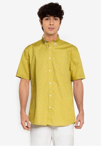 G2000 yellow Smart Fit Wrinkle Free Printed Shirt 8FCF6AAE98CA7DGS_1