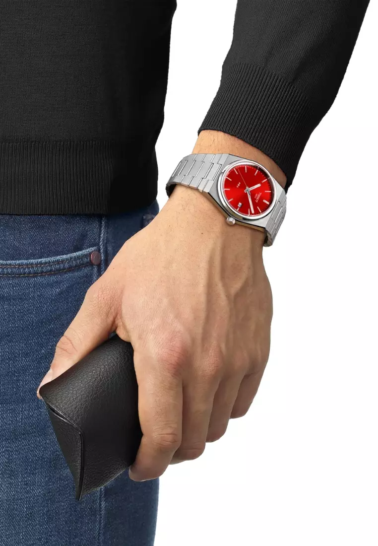 Tissot PRX 40mm Red Dial Stainless Steel Band Swiss Quartz Watch T1374101142100