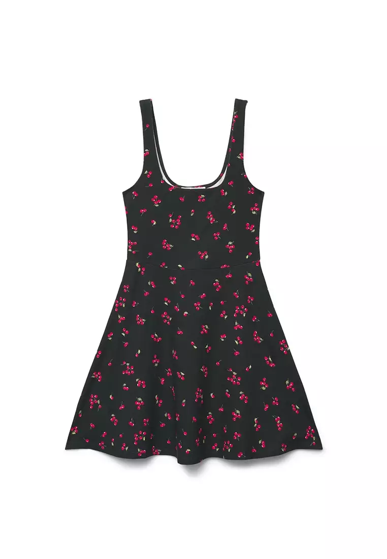 Women's Cherry Print Fit & Flare Mini Dress