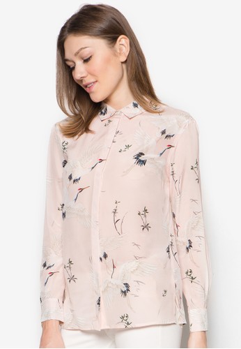 白鶴印花長袖上衣, 服飾, zalora時尚購物網的koumi koumi上衣