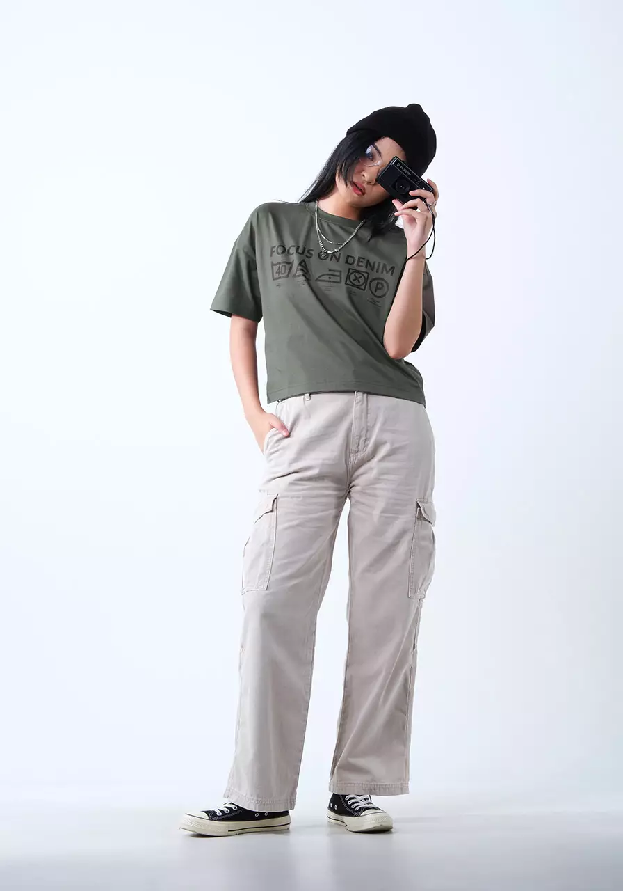 Kaos Wanita Boxy Tee Ruby  Olive