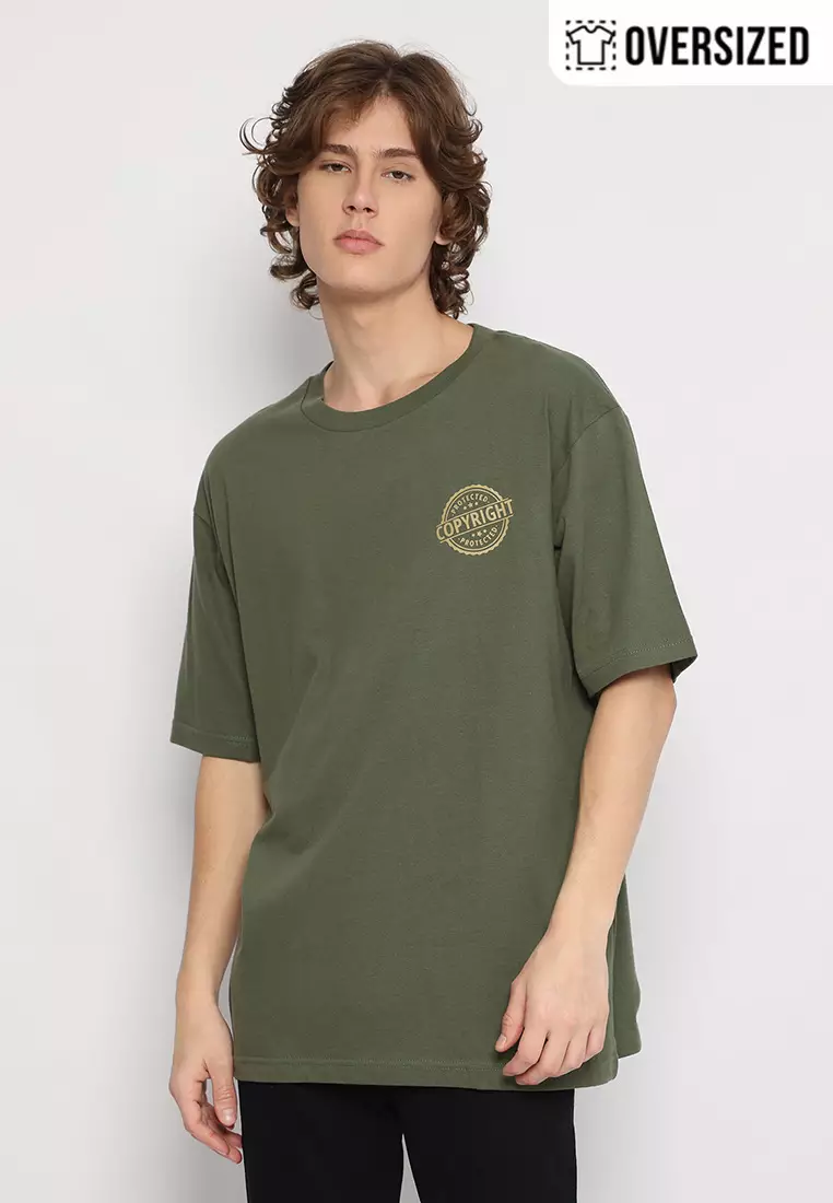 RBJ T-Shirt Cotton Green Forest Oversized Pria 2079230301