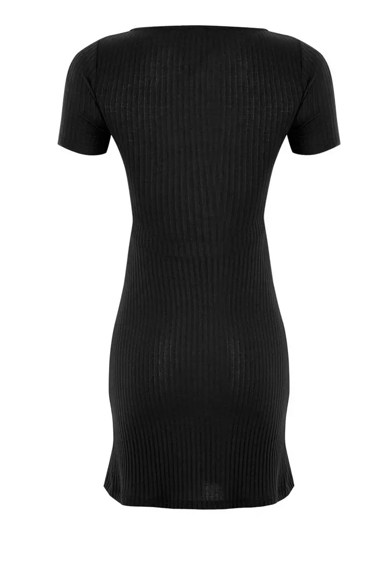 Black Mini Bodycone/Fits Knit Dress Twoss25El00851