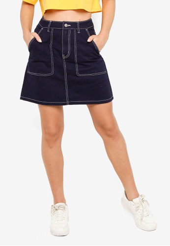 H&M blue Short Twill Skirt 71085AA29D0034GS_1