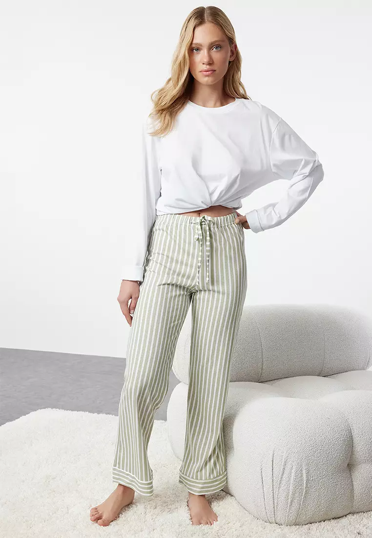 Mint 100% Cotton Striped Knitted Pajama Bottoms THMAW24PJ00001