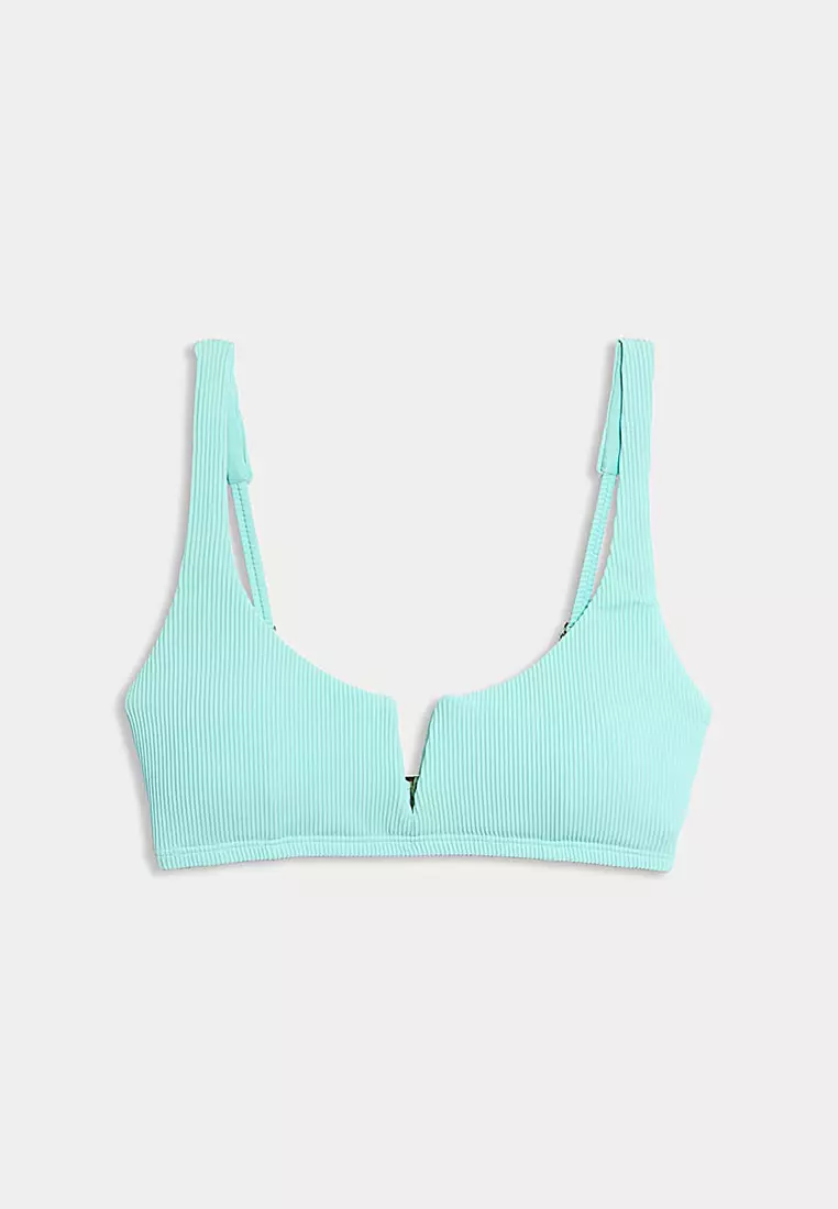 Ribbed V-Front Bikini Top