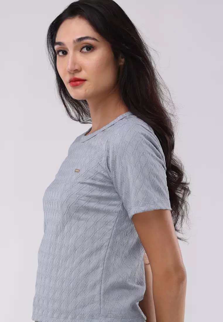 Textured Knits Short Sleeve Blouse