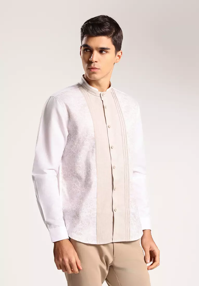 MOC Kemeja Koko Lengan Panjang Pria Maqdis - White