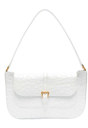BY FAR white By Far Miranda Circular Croco Embossed Leather Shoulder Bag in Optic White 28246ACA005062GS_1