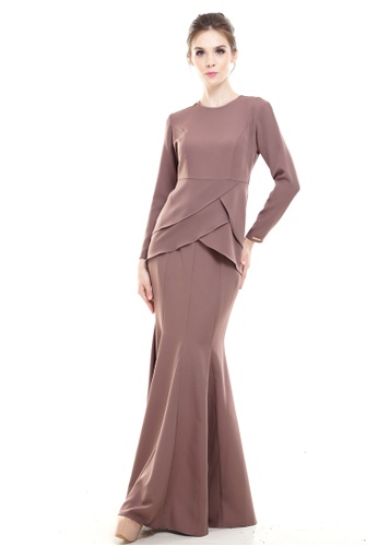 Piyona Classic Couture Kurung in Brown from Rina Nichie Couture in Brown