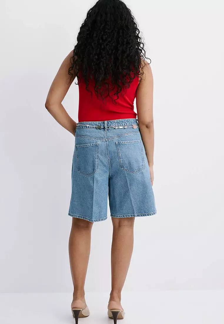 High-Waist Straight-Fit Denim Shorts