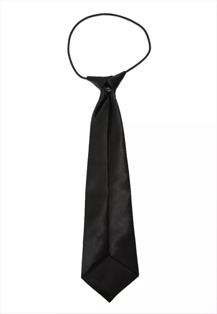 Deborah Aksesoris Fashion Dasi Instan Anak Pria Motif Polos Child Tie Material Satin ORIGINAL - Black