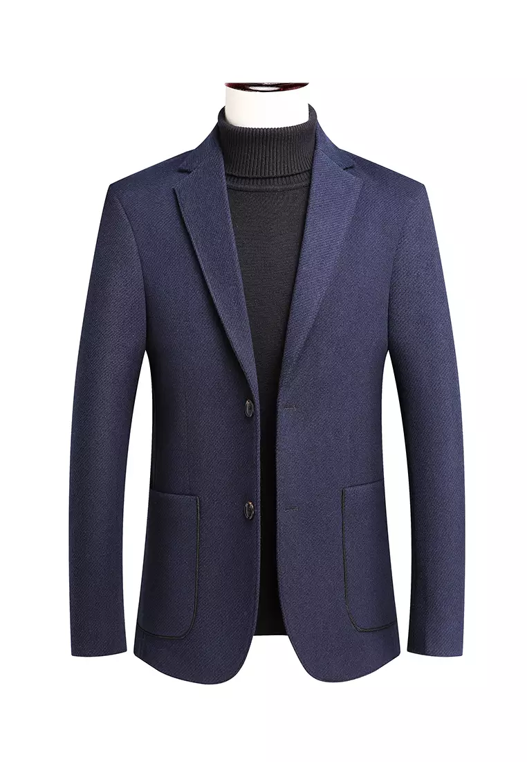 Mens blue wool blazer hot sale