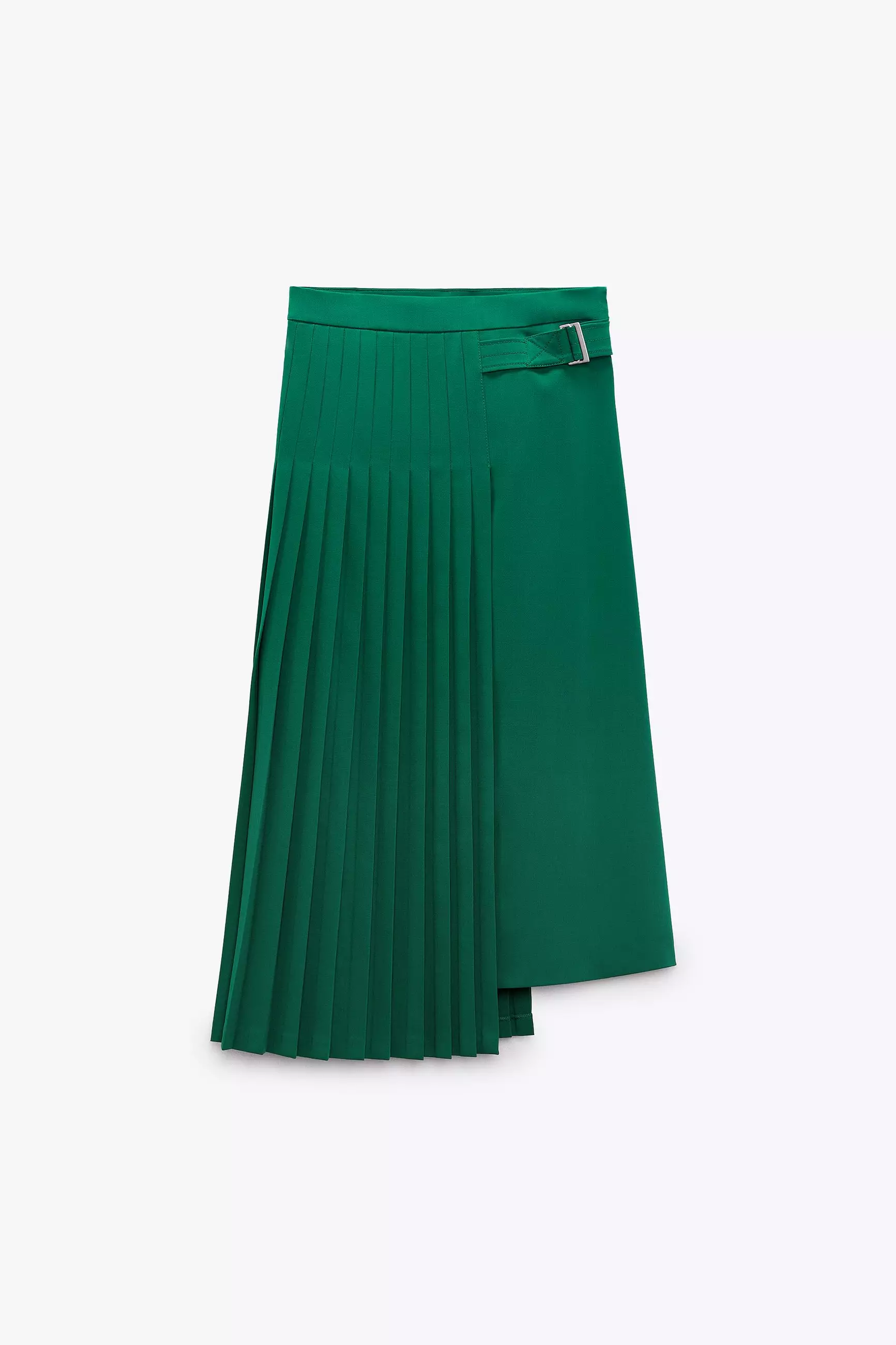 Emerald green pleated skirt zara best sale