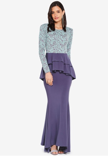 Midi Peplum Kurung from Zuco Fashion in Green BAJU KURUNG MODEN