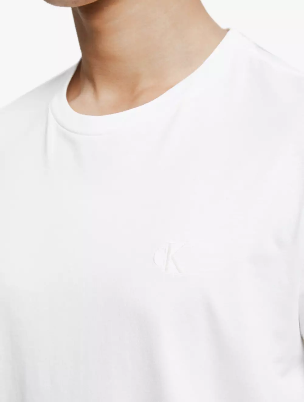 CK JEANS - COTTON EMBROIDERED SHORT SLEEVE T-SHIRT - white