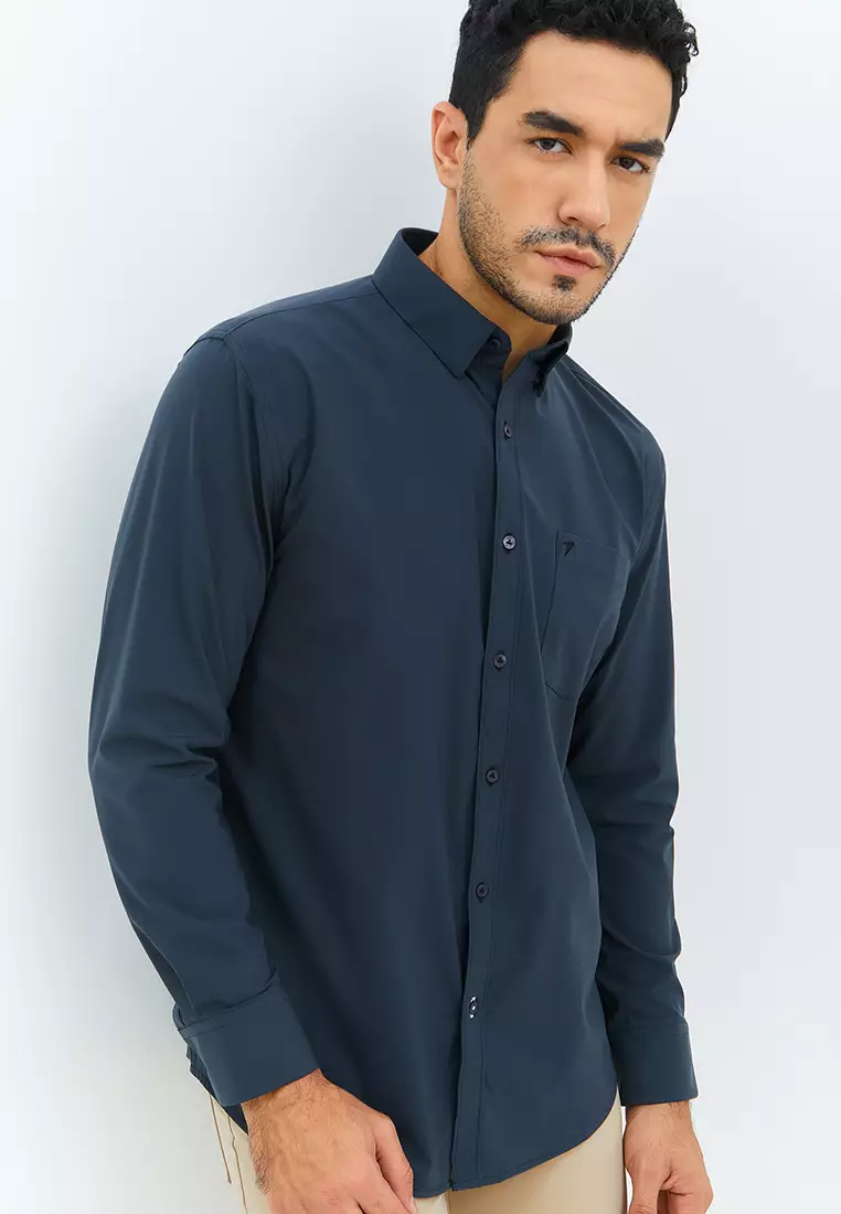 Jobb Steelco Kemeja Pria Lengan Panjang Regular Fit Dark Grey Colour Dark Grey