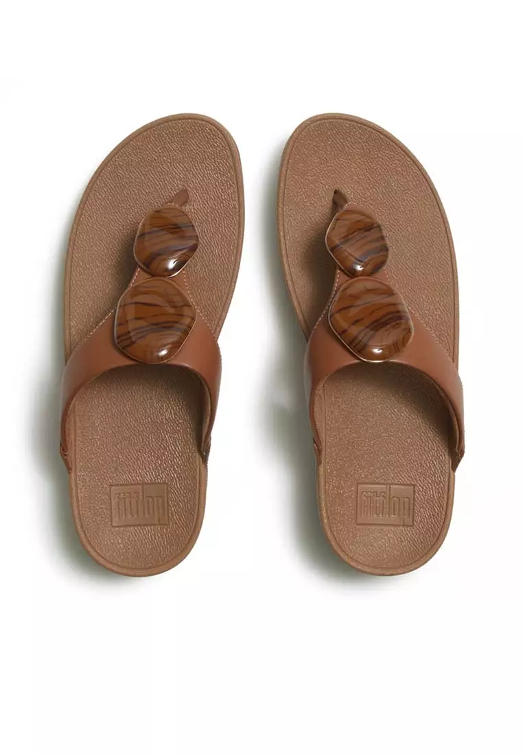 FitFlop LULU Marbled-Stone Toe-Post Sandals - Deep Tan (A4T-C15)