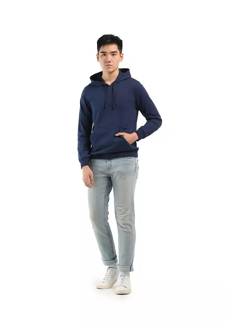 MANZONE - Sweater Hoodie Pria Relikan - Navy Warna NAVY