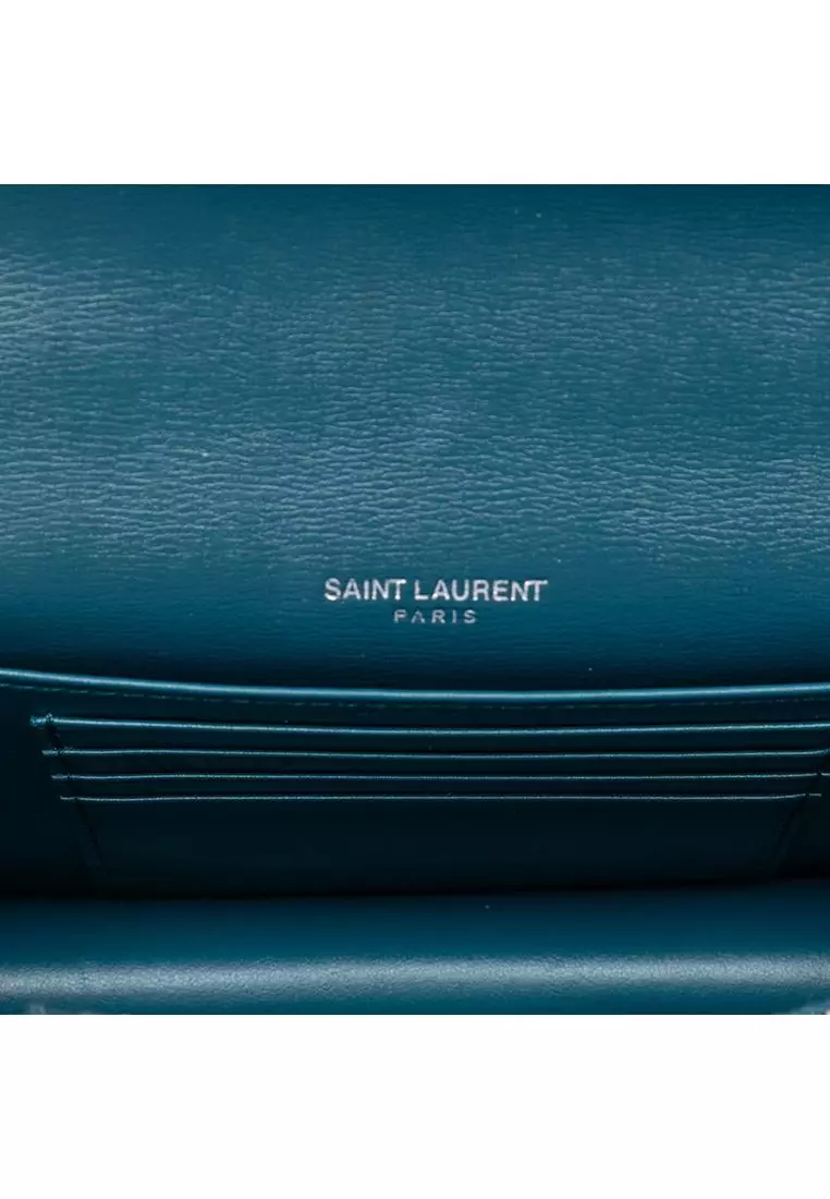 Pre-Loved Saint Laurent Mini Calfskin Monogram Sunset Wallet On Chain