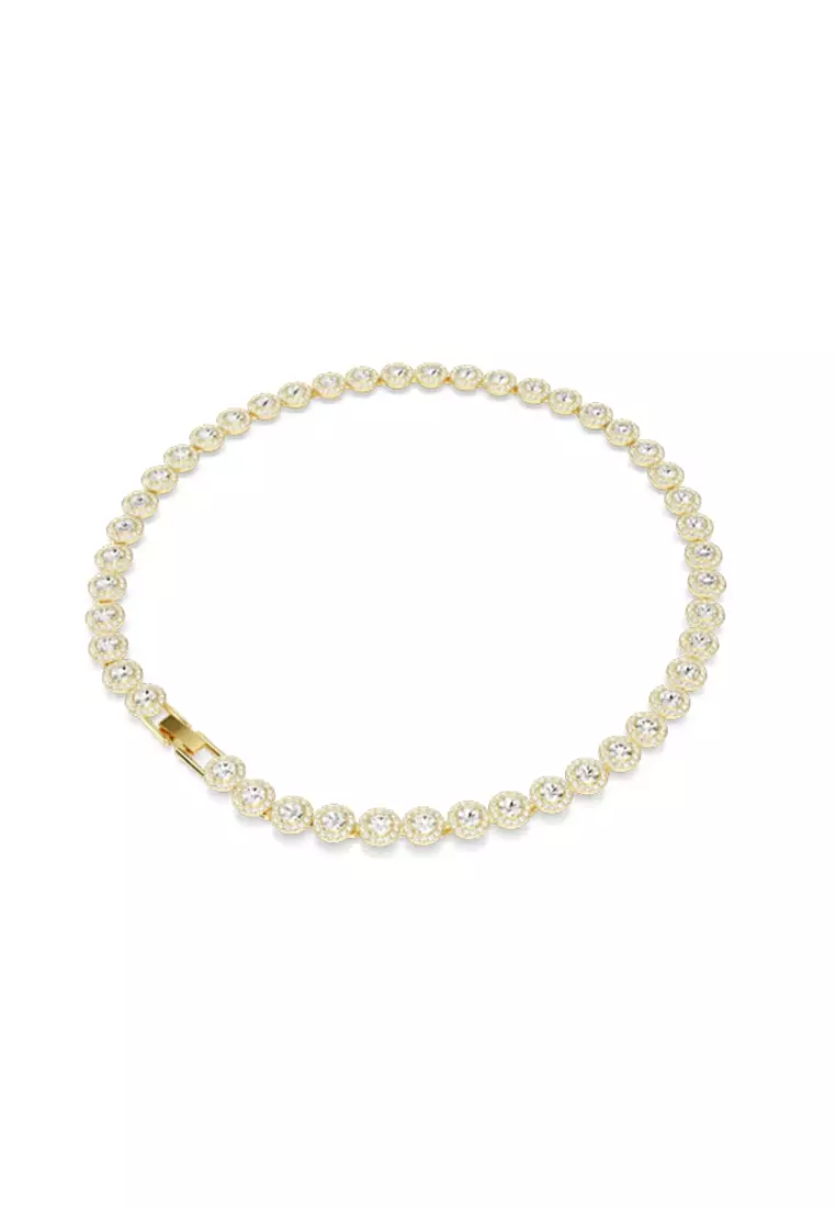 Una Angelic Tennis Necklace, Round Cut, White, Gold-Tone Plated