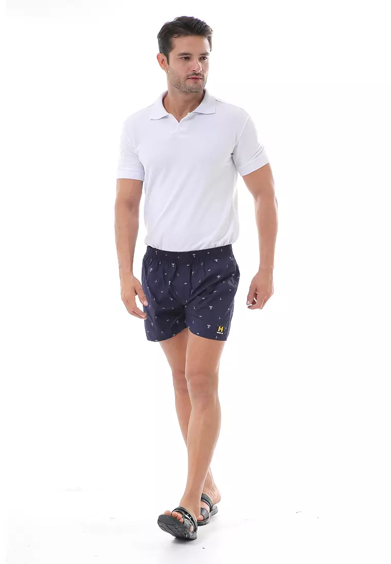 Grissham Celana Pendek Pria Short Boxer Stylish Aircraft Motive Material Cotton ORIGINAL - Navy